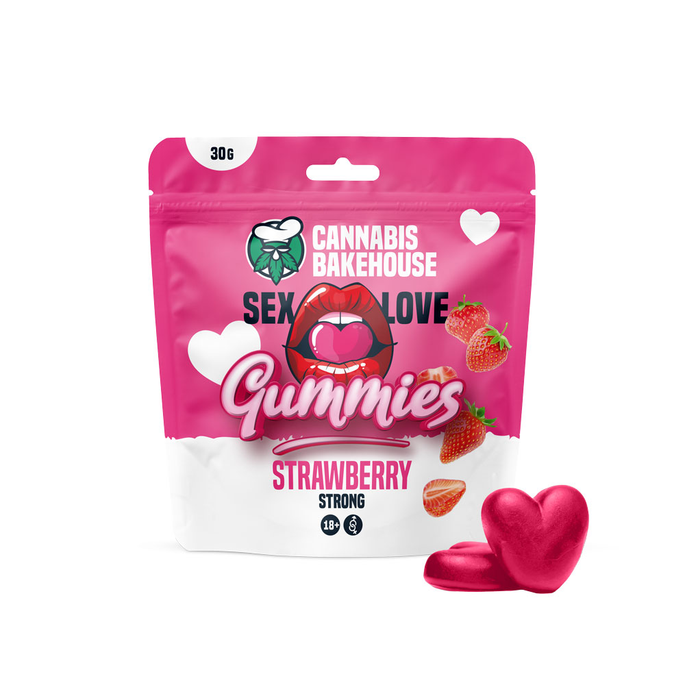 Maqueta de gomitas de amor sexual con fresa