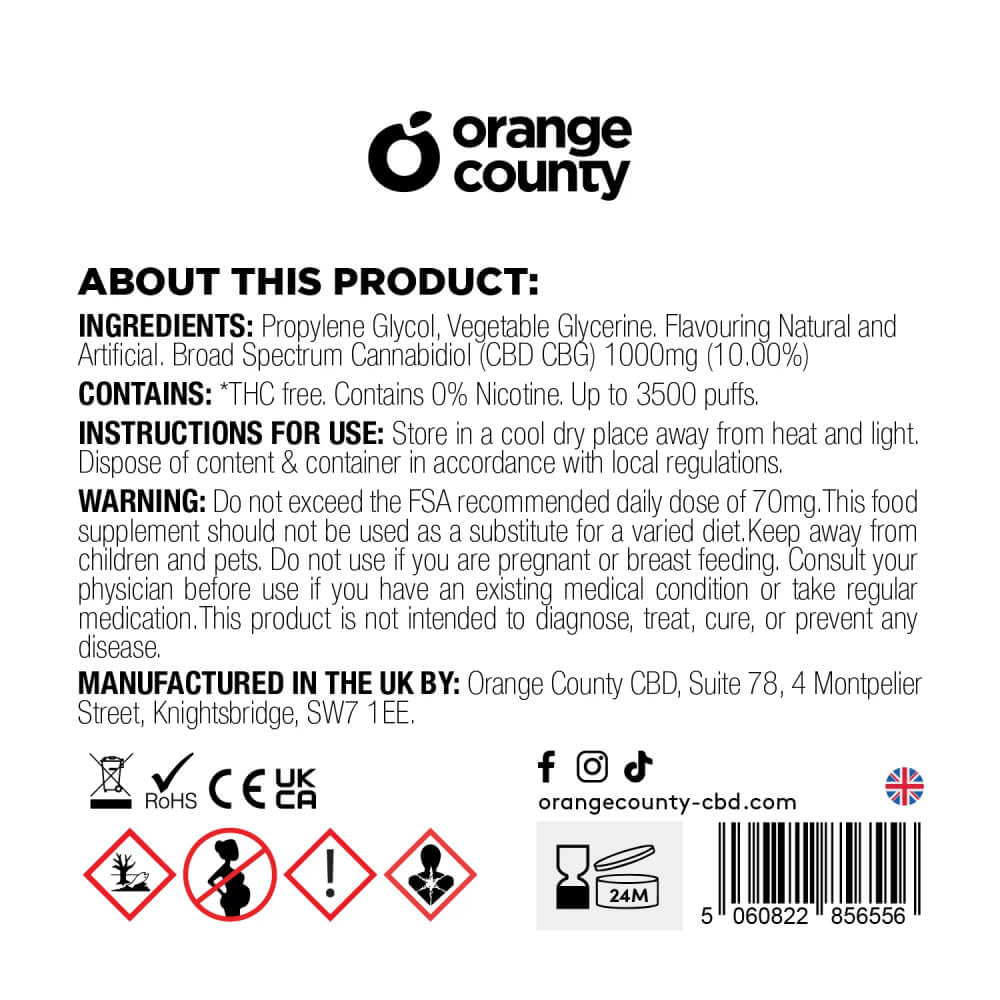 Wholesale-Orange-County-CBD-10ml-Disposable-Vape-Pen-Kiwi-Guava-Passion-Fruit-600mg-CBD-400mg-CBG-3500-Puffs-10pcsdisplay