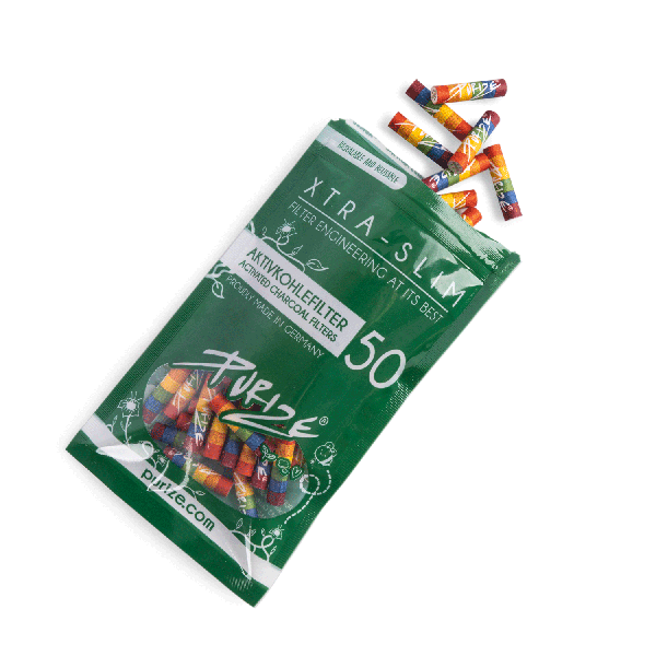 Filtres PURIZE XTRA Slim, 50 unités – Filtres à charbon actif aux couleurs de l'arc-en-ciel