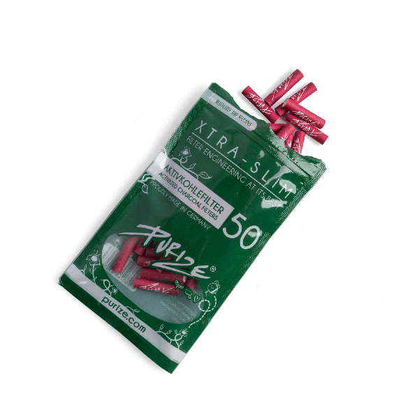 Filtres PURIZE XTRA Slim, lot de 50 – Filtres à charbon actif roses