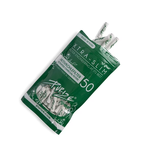 Filtres PURIZE XTRA Slim, 50 unités – Filtres à charbon actif blancs