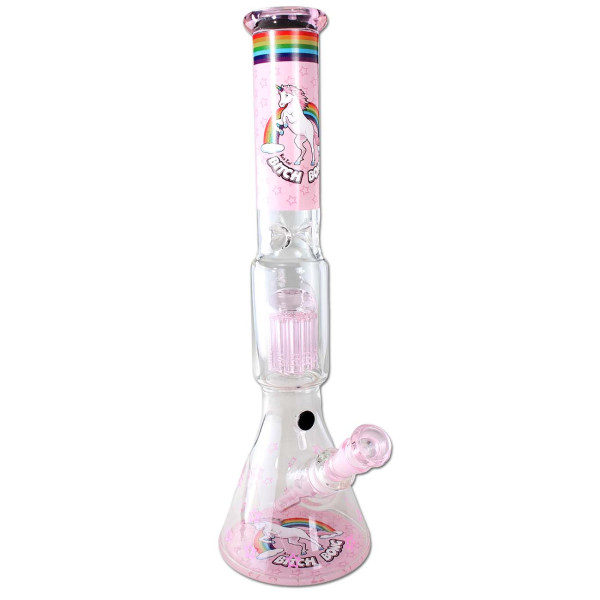 Bong Black Leaf BITCH de 45 cm rosa con percolaTor, molinillo y bandeja para liar en caja de regalo