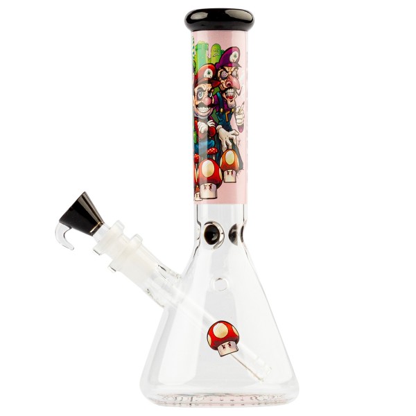 Bong Pink Grace Glass Mushroom Hero con diseño de seta y sutil estilo Mario – Edición Limitada, modelo de vaso de precipitados de 27 cm