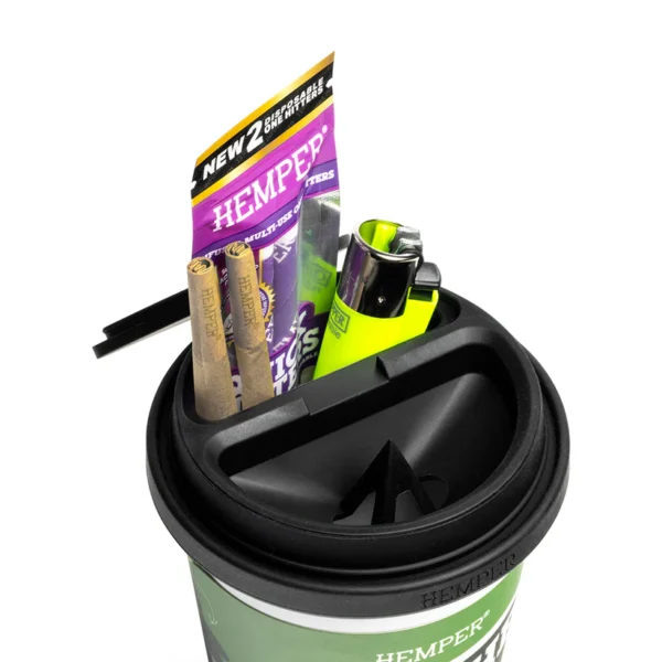 Cendrier sans fumée Hemper Cache Cup en forme de tasse à café avec couvercle inodore et outil intégré