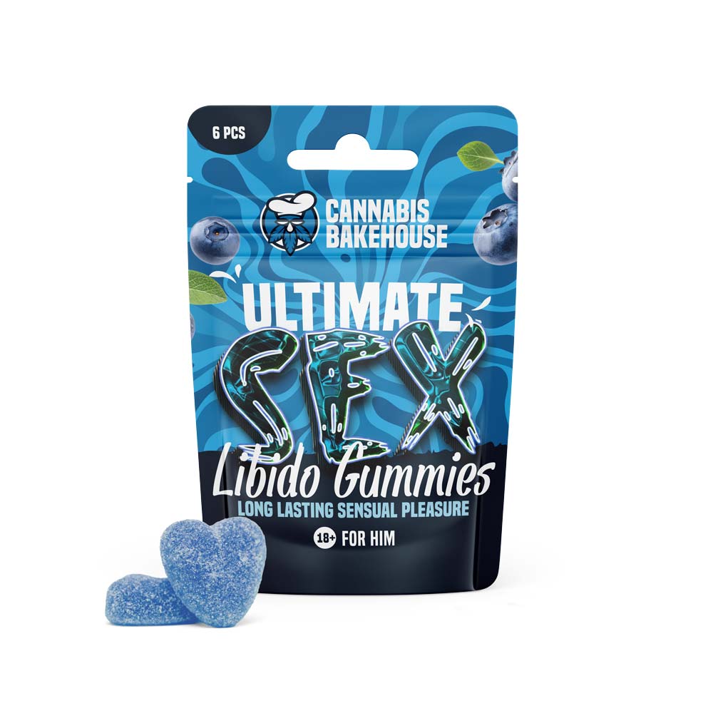 Ultimate Sex Gummies for Men, confezione da 6 caramelle gommose contenenti 100 mg di Maca e 100 mg di Puama ciascuna