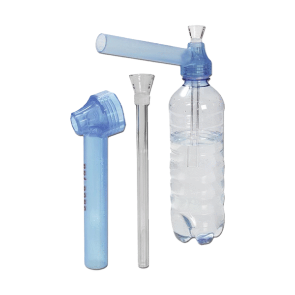 Uni-Bong Maker rot oder blau auf Standardflasche als tragbare Mini-Bong blau