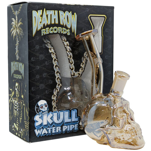 death row records metallic skull waterpijp goud in verpakking