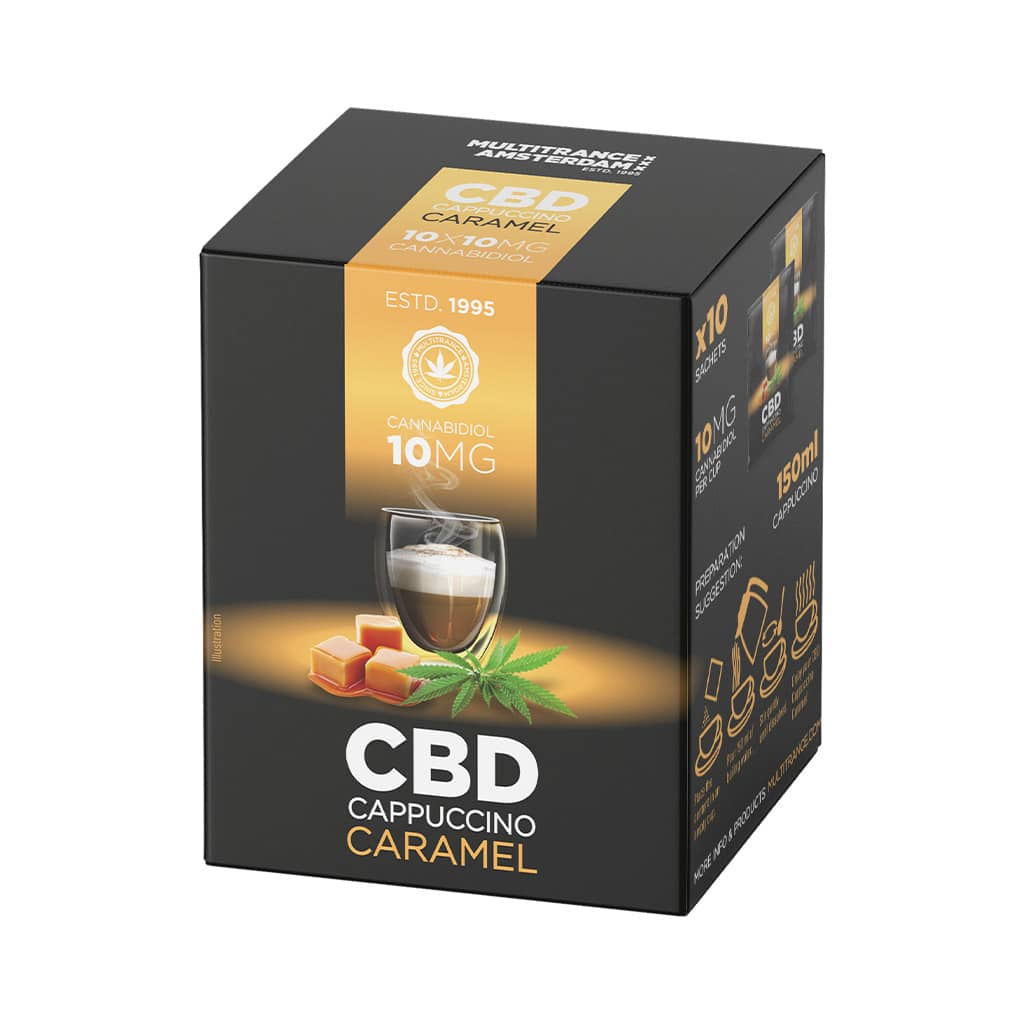 cbd caramel cappuccino instant coffee van multitrance verpakking