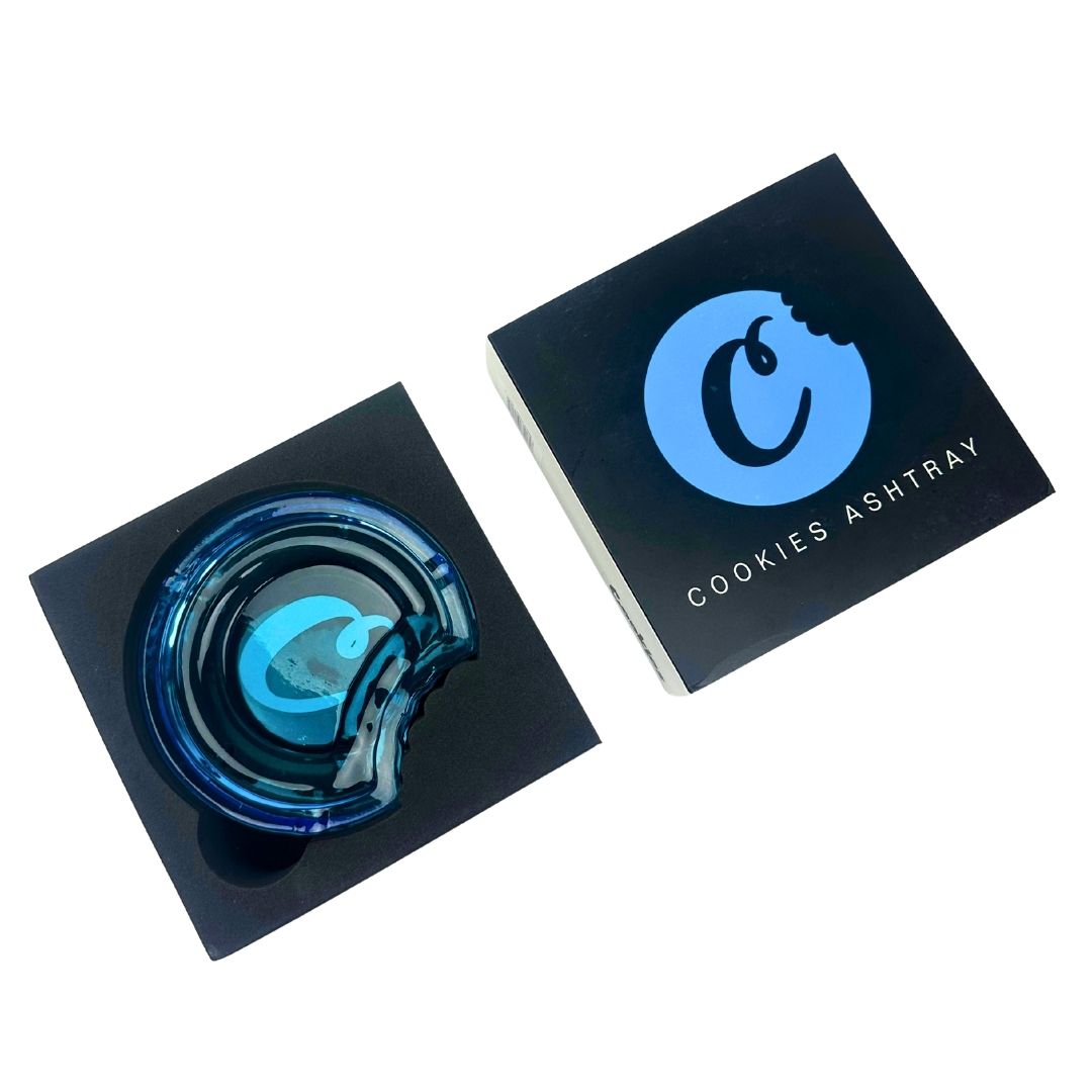 Cenicero de cristal de galleta azul