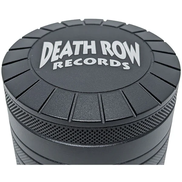 Molinillo Death Row Records Shield Grinder de 6 cm, color negro, de aluminio de 4 piezas con filtro de polen.