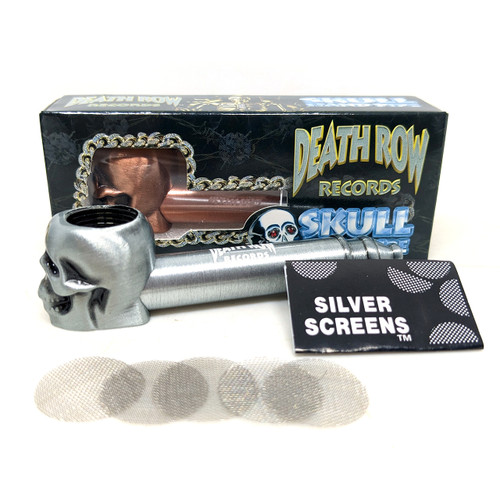 Death Row skull hitter hand pipe 7,6 cm silver compact pipe for dry herbs