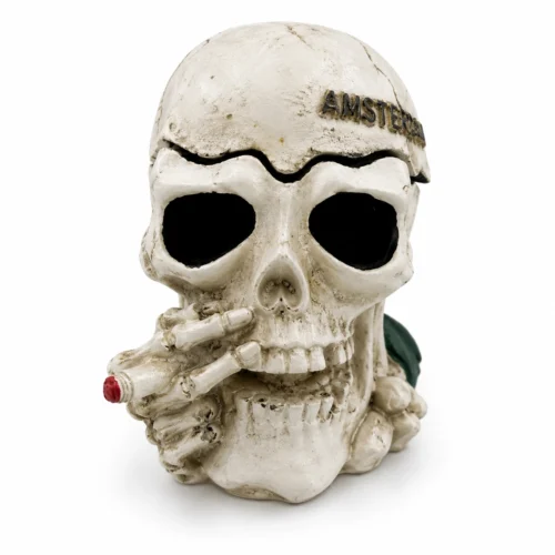 Cendrier Amsterdam Skull - Crâne blanc avec cigarette