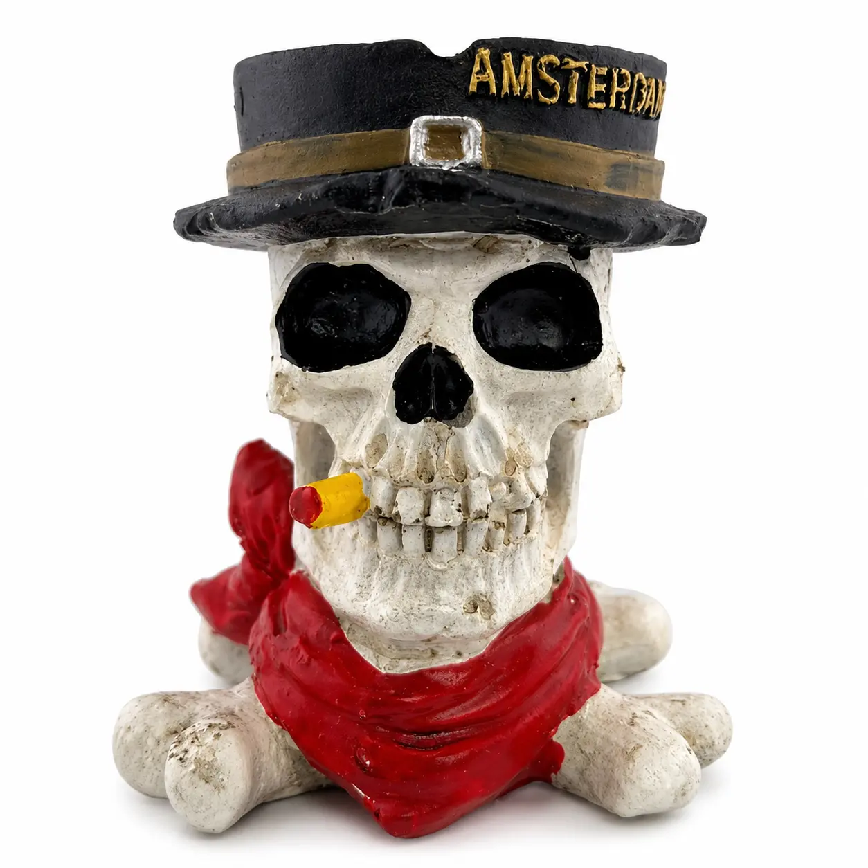 Amsterdam Skull Asbak – Witte Schedel met Rode Bandana