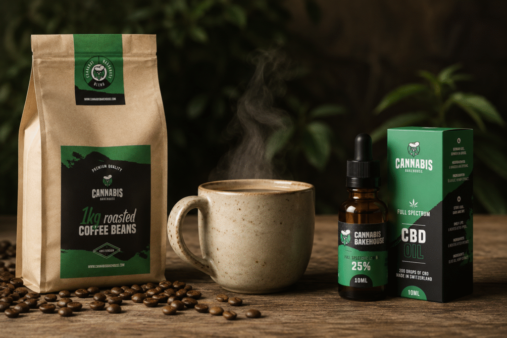 cbd coffee from cannabis bakehouse including cbd oil drom Zwitserland 