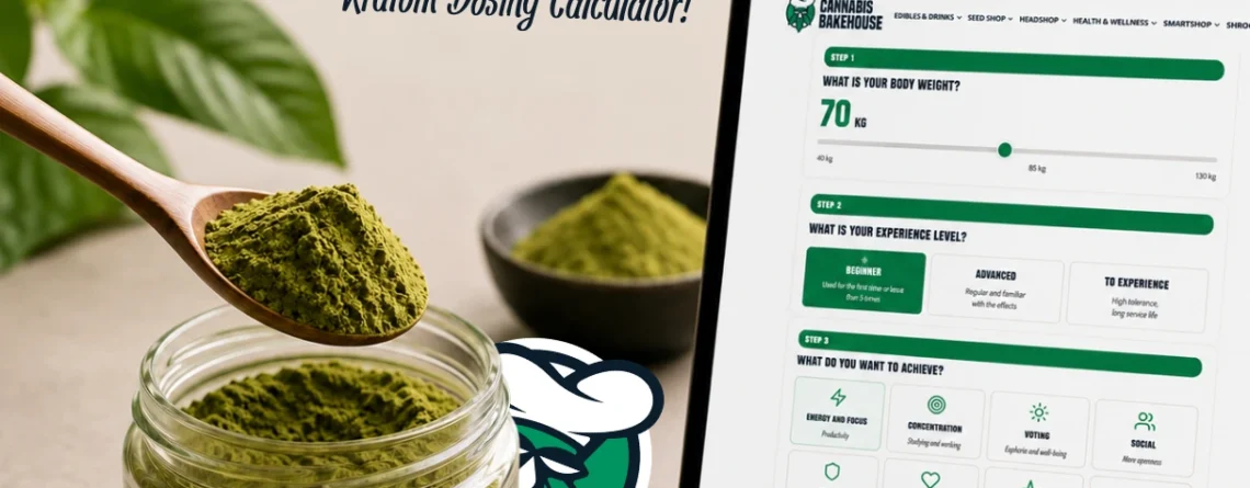Kratom dosing explained with the Cannabis Bakehouse Kratom Dosing Calculator