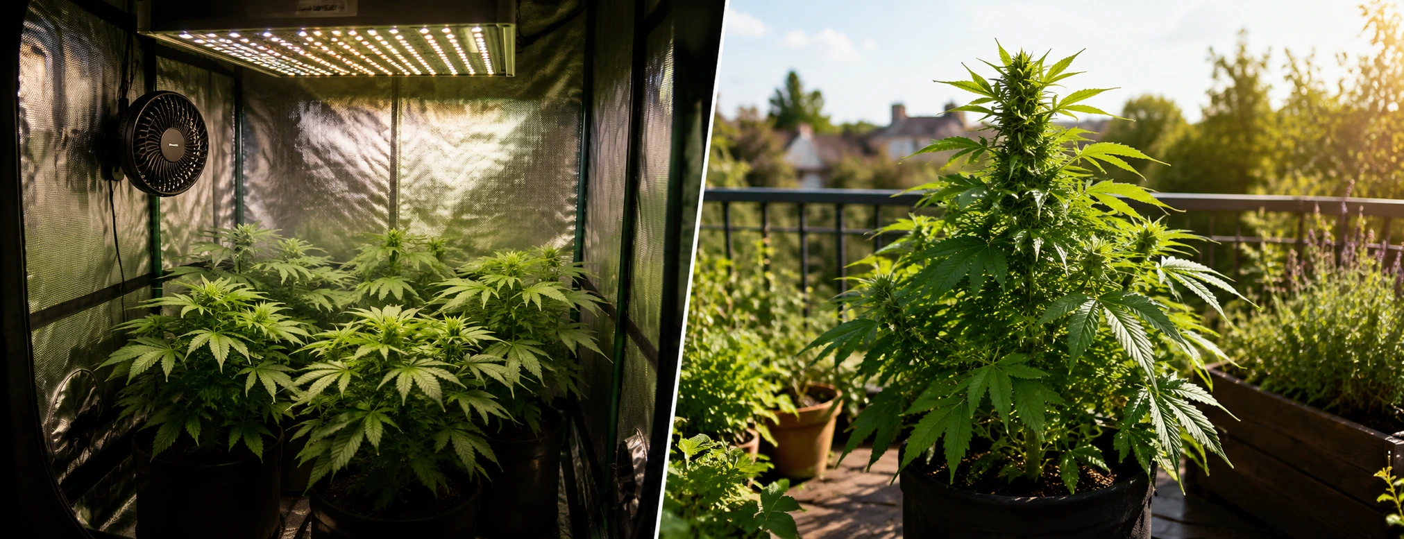 Cannabis kweken binnen versus buiten: vergelijking van kweekopstelling en buitenplant