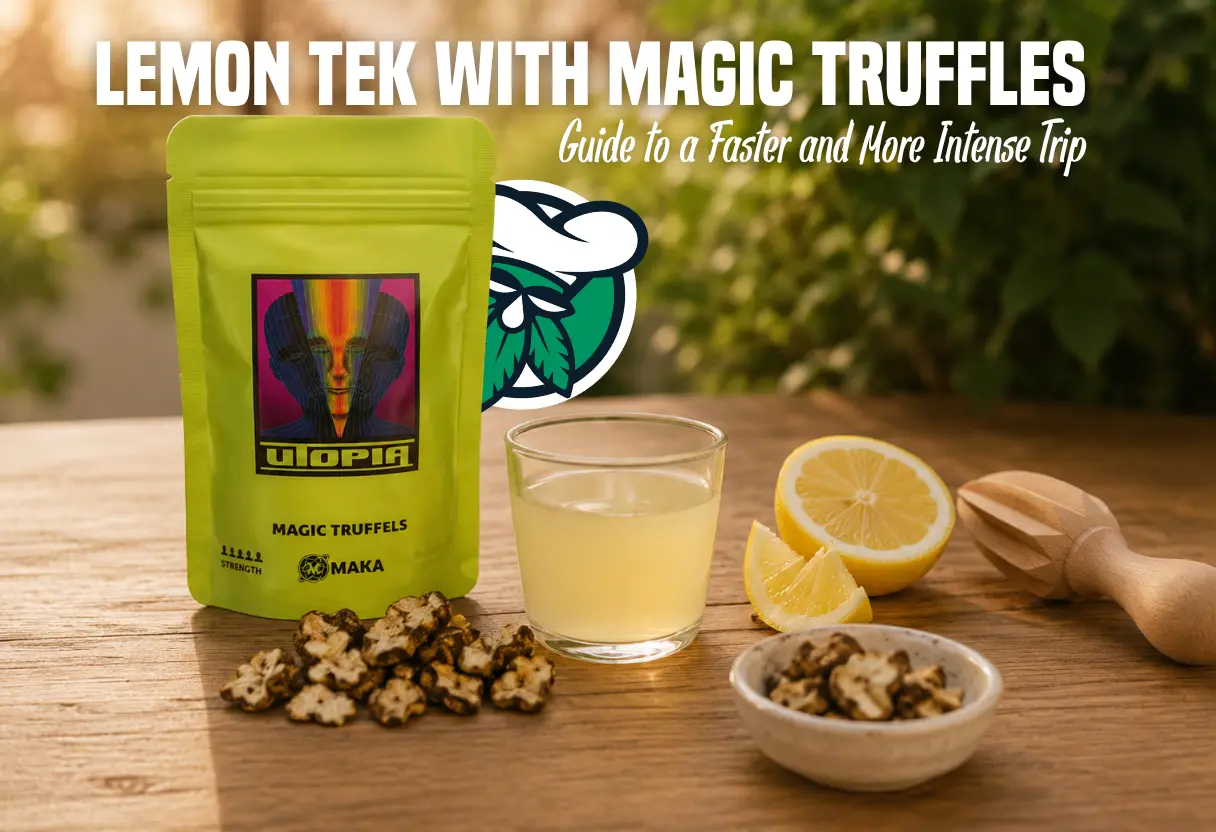 Lemon Tek met magic truffels in een glas met verse citroenen