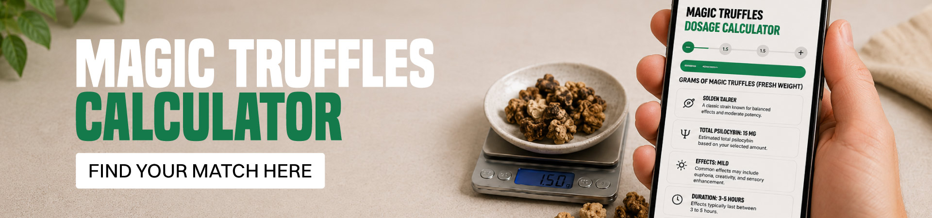 Magic truffels dosering calculator voor lemon tek — bereken hoeveel gram je nodig hebt