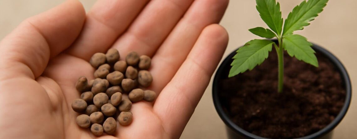 Amnesia haze zaden naast een jonge zaailing